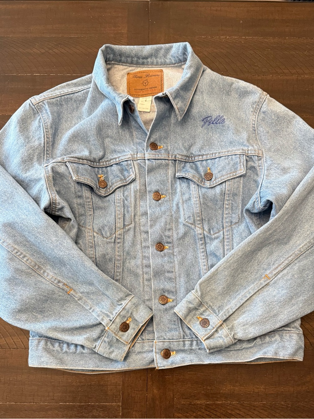 Three Rivers Authentic Vintage Medium Wash Denim Jacket Size Medium Pella.